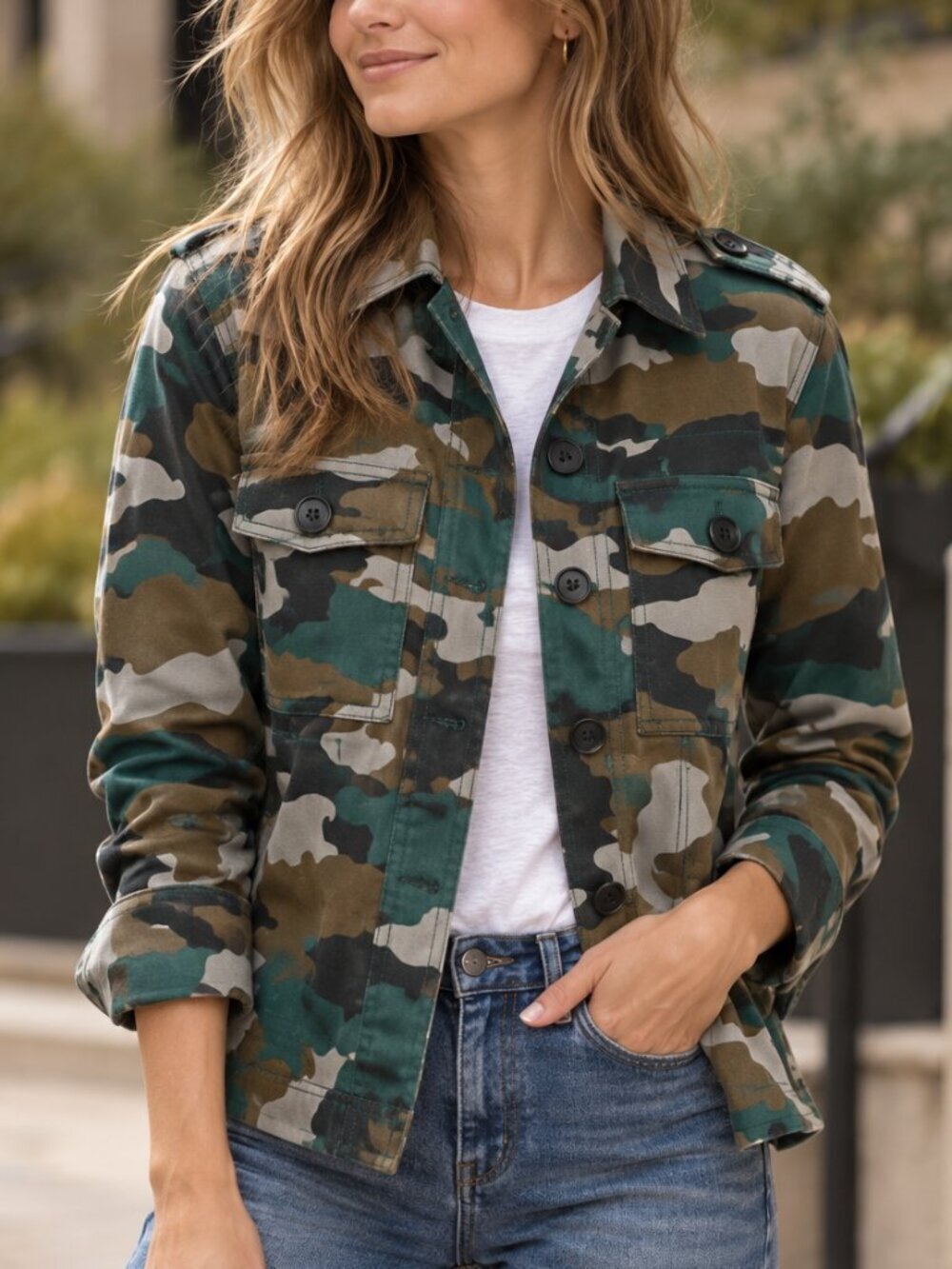 J.Crew Mercantile Camo Utility Shacket Green Brown Size Small